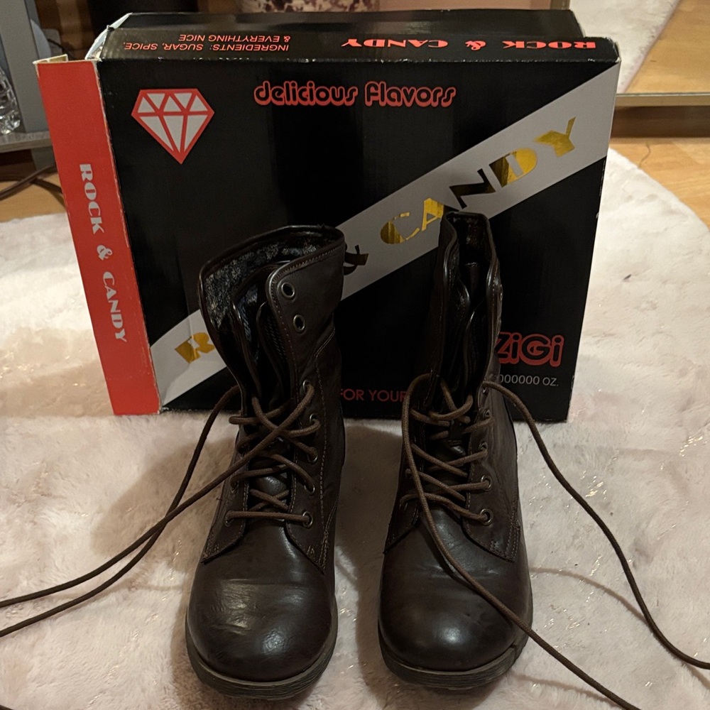 Rock & Candy Dark Brown Combat Boots